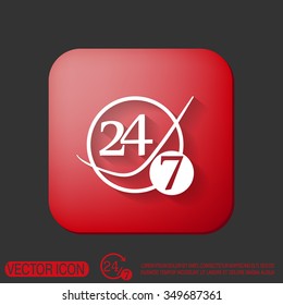 24 7 icon. open 24 hours a day and 7 days a week icons