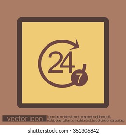 24 7 icon. open 24 hours a day and 7 days a week icons