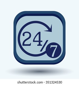 24 7 icon. open 24 hours a day and 7 days a week icons