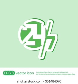 24 7 icon. open 24 hours a day and 7 days a week icons
