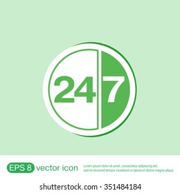 24 7 icon. open 24 hours a day and 7 days a week icons