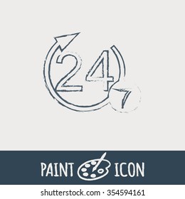 24 7 icon. open 24 hours a day and 7 days a week icons