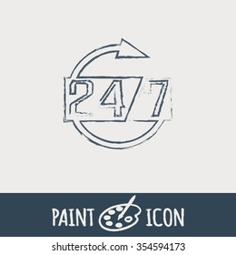 24 7 icon. open 24 hours a day and 7 days a week icons