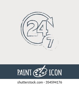 24 7 icon. open 24 hours a day and 7 days a week icons