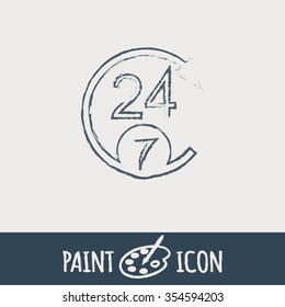 24 7 icon. open 24 hours a day and 7 days a week icons