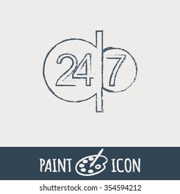 24 7 icon. open 24 hours a day and 7 days a week icons