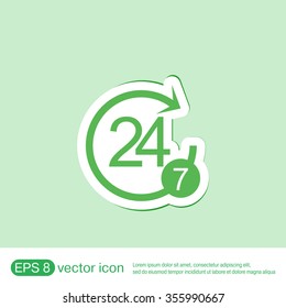 24 7 icon. open 24 hours a day and 7 days a week icons