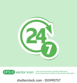 24 7 icon. open 24 hours a day and 7 days a week icons
