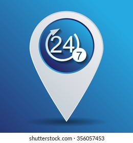 24 7 icon. open 24 hours a day and 7 days a week icons
