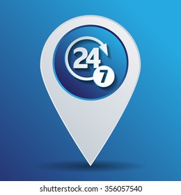 24 7 icon. open 24 hours a day and 7 days a week icons