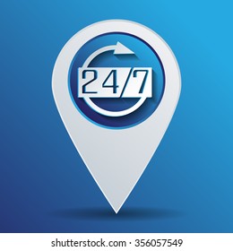 24 7 icon. open 24 hours a day and 7 days a week icons
