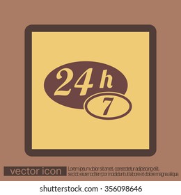 24 7 icon. open 24 hours a day and 7 days a week icons