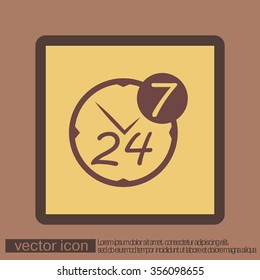 24 7 icon. open 24 hours a day and 7 days a week icons
