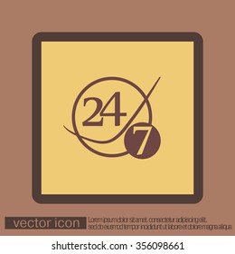 24 7 icon. open 24 hours a day and 7 days a week icons