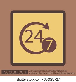 24 7 icon. open 24 hours a day and 7 days a week icons