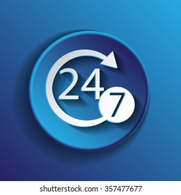 24 7 icon. open 24 hours a day and 7 days a week icons