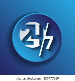 24 7 icon. open 24 hours a day and 7 days a week icons