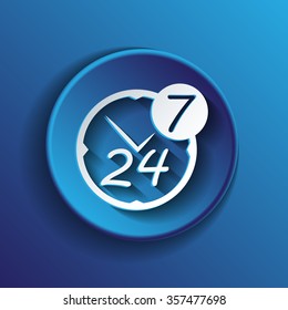24 7 icon. open 24 hours a day and 7 days a week icons