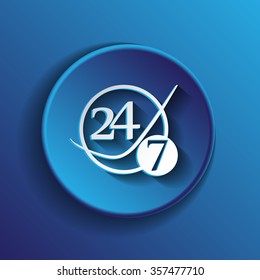 24 7 icon. open 24 hours a day and 7 days a week icons