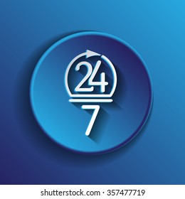 24 7 icon. open 24 hours a day and 7 days a week icons