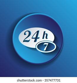 24 7 icon. open 24 hours a day and 7 days a week icons