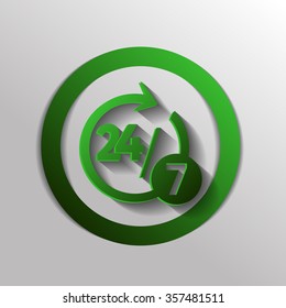 24 7 icon. open 24 hours a day and 7 days a week icons