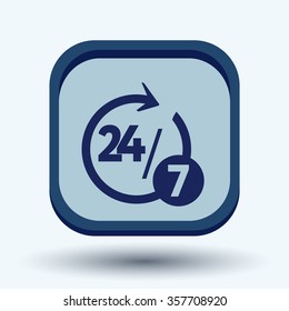 24 7 icon. open 24 hours a day and 7 days a week icons