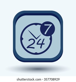 24 7 icon. open 24 hours a day and 7 days a week icons
