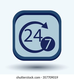 24 7 icon. open 24 hours a day and 7 days a week icons