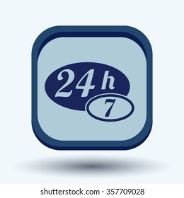 24 7 icon. open 24 hours a day and 7 days a week icons