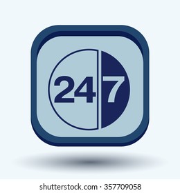 24 7 icon. open 24 hours a day and 7 days a week icons