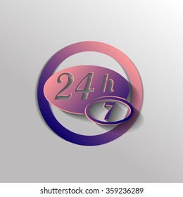 24 7 icon. open 24 hours a day and 7 days a week icons