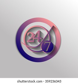 24 7 icon. open 24 hours a day and 7 days a week icons
