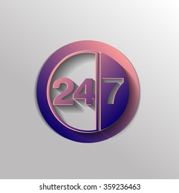 24 7 icon. open 24 hours a day and 7 days a week icons