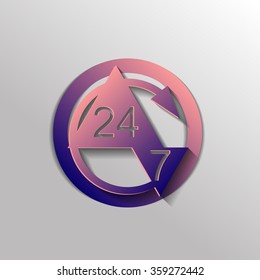 24 7 icon. open 24 hours a day and 7 days a week icons