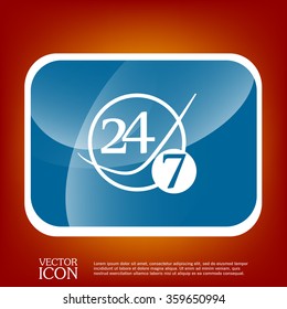 24 7 icon. open 24 hours a day and 7 days a week icons