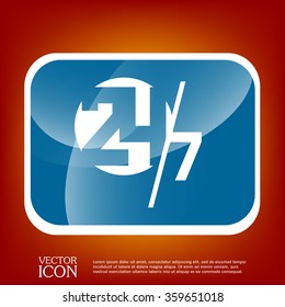 24 7 icon. open 24 hours a day and 7 days a week icons