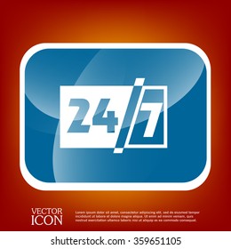 24 7 icon. open 24 hours a day and 7 days a week icons