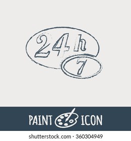 24 7 icon. open 24 hours a day and 7 days a week icons