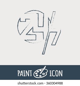 24 7 icon. open 24 hours a day and 7 days a week icons