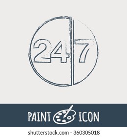 24 7 icon. open 24 hours a day and 7 days a week icons