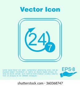 24 7 icon. open 24 hours a day and 7 days a week icons
