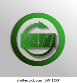 24 7 icon. open 24 hours a day and 7 days a week icons