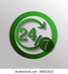 24 7 icon. open 24 hours a day and 7 days a week icons