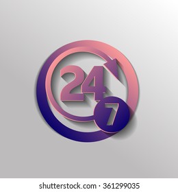 24 7 icon. open 24 hours a day and 7 days a week icons