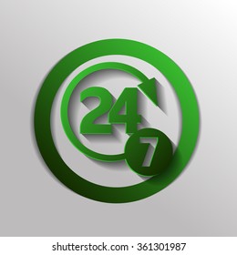 24 7 icon. open 24 hours a day and 7 days a week icons 24/7