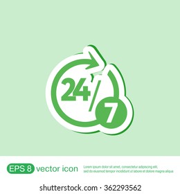 24 7 icon. open 24 hours a day and 7 days a week icons 24/7
