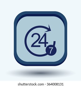 24 7 icon. open 24 hours a day and 7 days a week icons