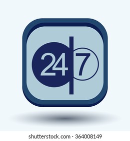 24 7 icon. open 24 hours a day and 7 days a week icons
