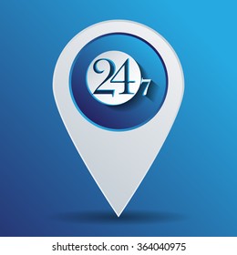 24 7 icon. open 24 hours a day and 7 days a week icons